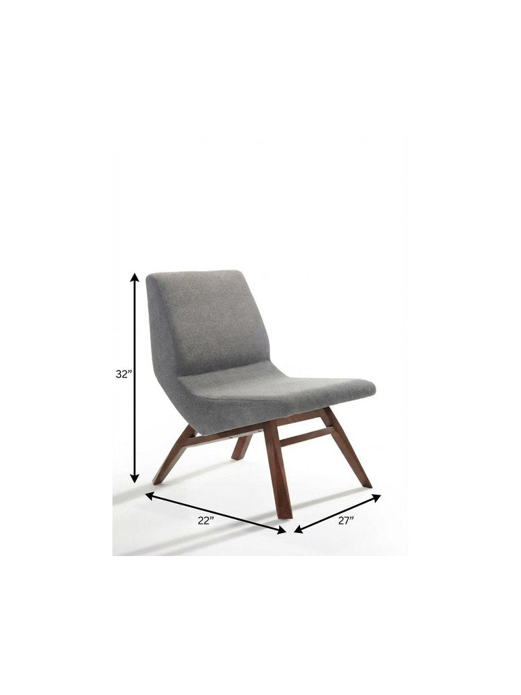 22" Gray And Brown Upholstered Lounge Chair With Ottoman HomeRoots