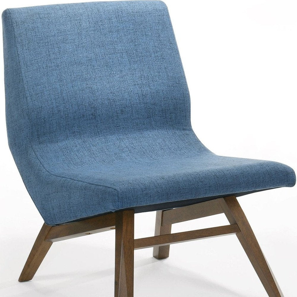 22" Blue And Brown Upholstered Lounge Chair With Ottoman HomeRoots