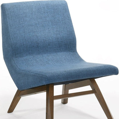 22" Blue And Brown Upholstered Lounge Chair With Ottoman HomeRoots