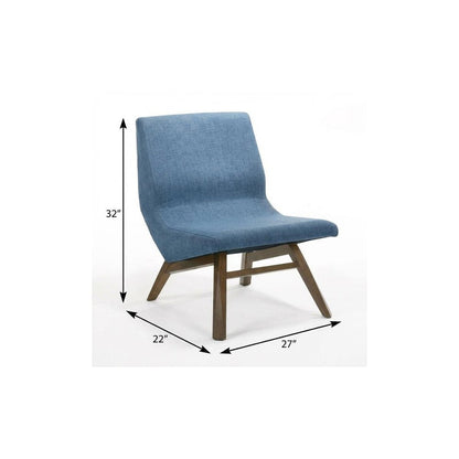 22" Blue And Brown Upholstered Lounge Chair With Ottoman HomeRoots