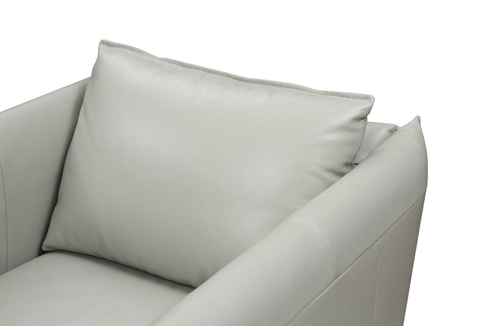 36" Gray And Silver Genuine Leather Swivel Lounge Chair HomeRoots