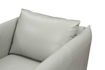 36" Gray And Silver Genuine Leather Swivel Lounge Chair HomeRoots