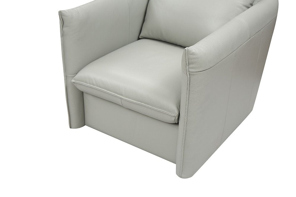 36" Gray And Silver Genuine Leather Swivel Lounge Chair HomeRoots