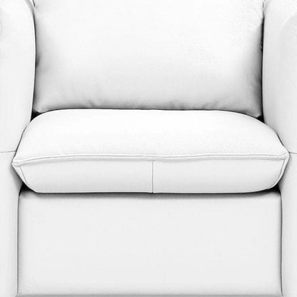 36" White And Silver Genuine Leather Swivel Lounge Chair HomeRoots