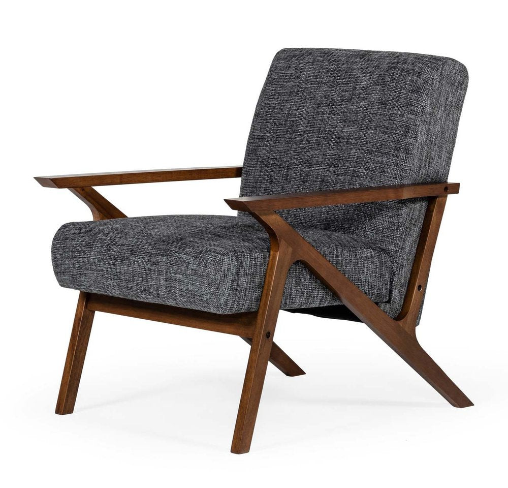 24" Gray And Brown Upholstered Arm Chair HomeRoots