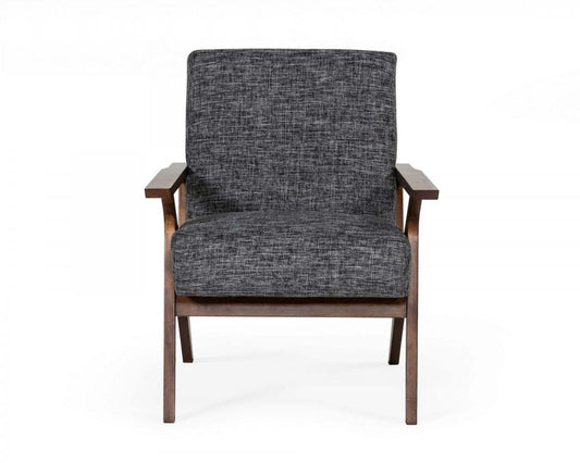 24" Gray And Brown Upholstered Arm Chair HomeRoots
