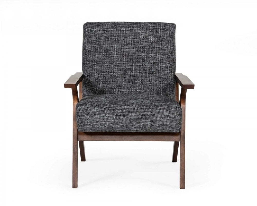 24" Gray And Brown Upholstered Arm Chair HomeRoots