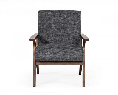 24" Gray And Brown Upholstered Arm Chair HomeRoots