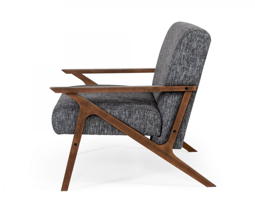 24" Gray And Brown Upholstered Arm Chair HomeRoots