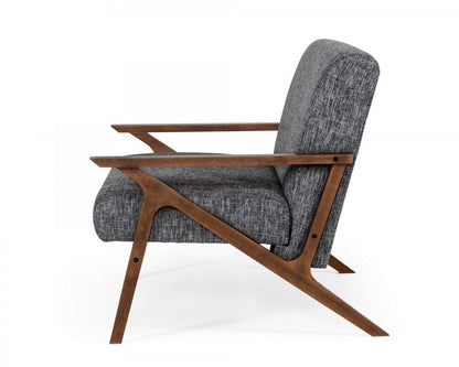 24" Gray And Brown Upholstered Arm Chair HomeRoots