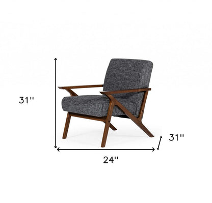 24" Gray And Brown Upholstered Arm Chair HomeRoots