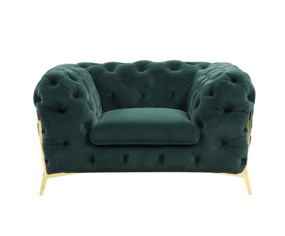 50" Green And Gold Velvet Tufted Club Chair HomeRoots