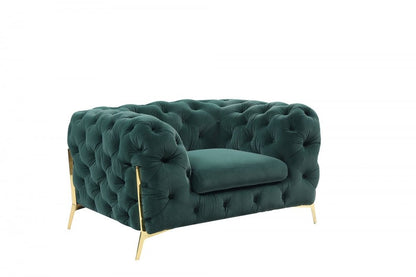50" Green And Gold Velvet Tufted Club Chair HomeRoots