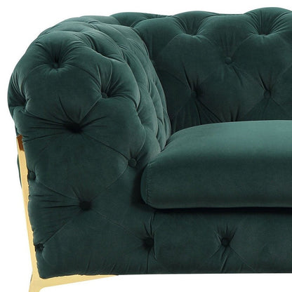 50" Green And Gold Velvet Tufted Club Chair HomeRoots