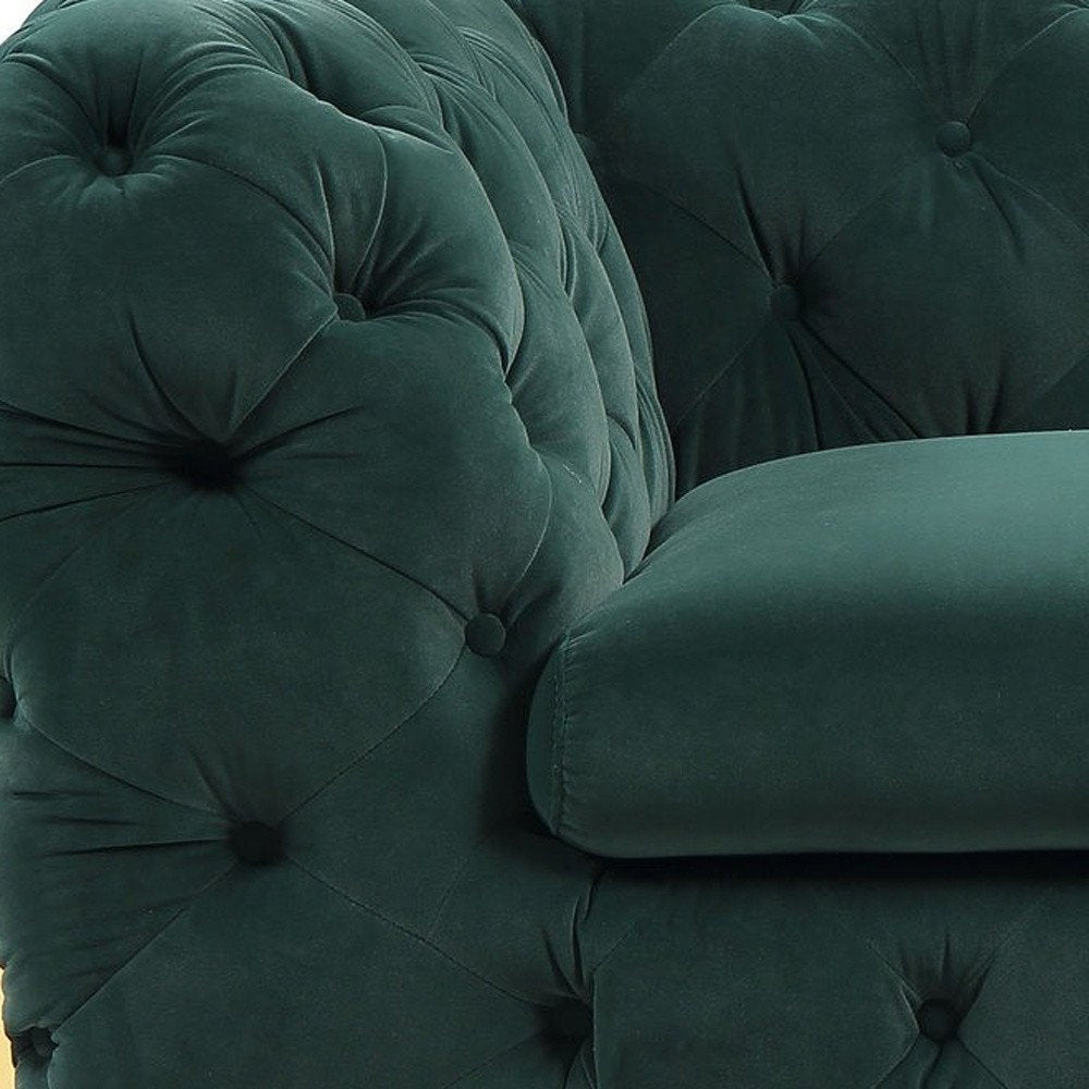 50" Green And Gold Velvet Tufted Club Chair HomeRoots