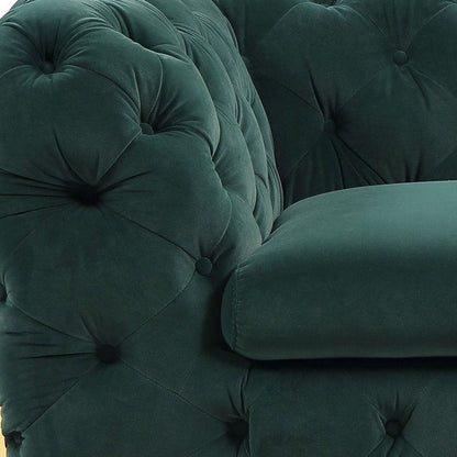 50" Green And Gold Velvet Tufted Club Chair HomeRoots