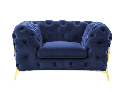 50" Blue And Gold Velvet Tufted Lounge Chair HomeRoots