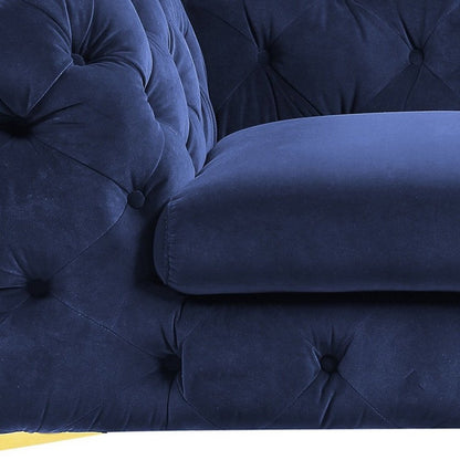 50" Blue And Gold Velvet Tufted Lounge Chair HomeRoots