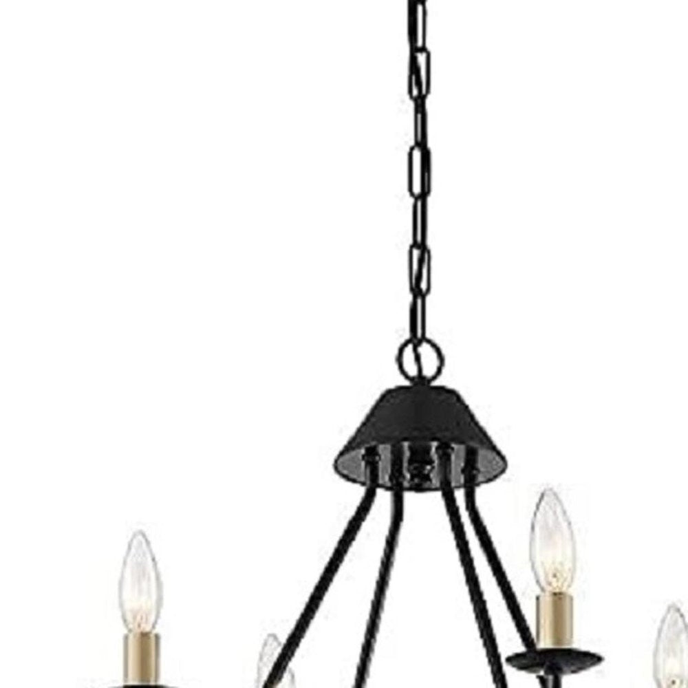 Black And Gold Candle Style Eight Light Metal Dimmable Chandelier — view 6