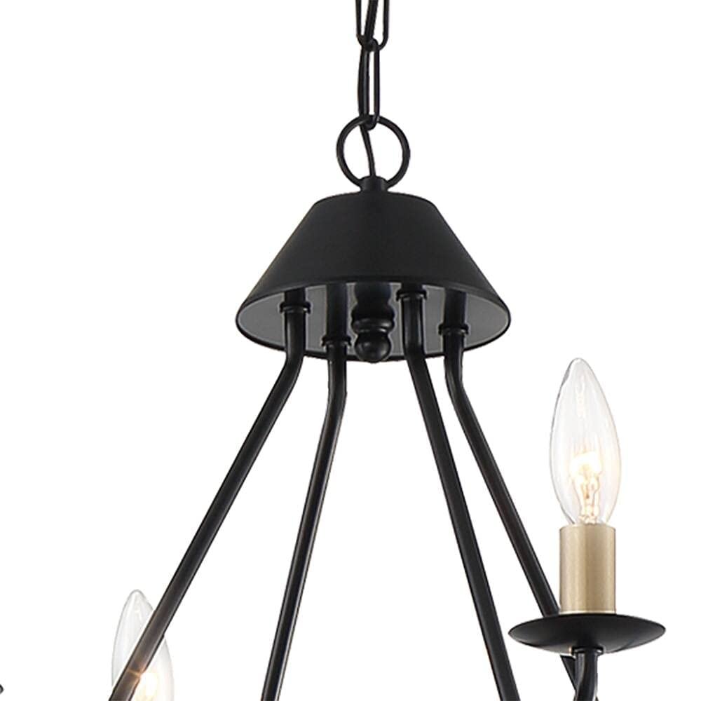 Black And Gold Candle Style Eight Light Metal Dimmable Chandelier — view 2