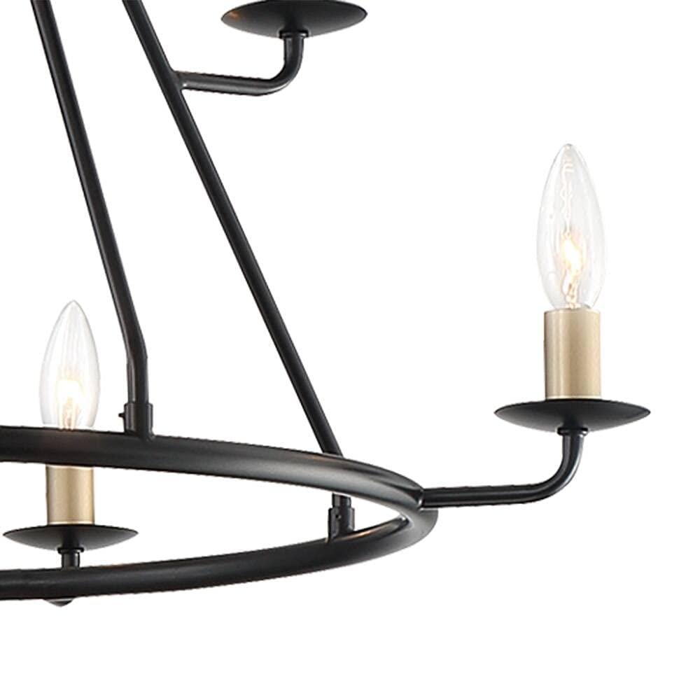 Black And Gold Candle Style Eight Light Metal Dimmable Chandelier — view 3