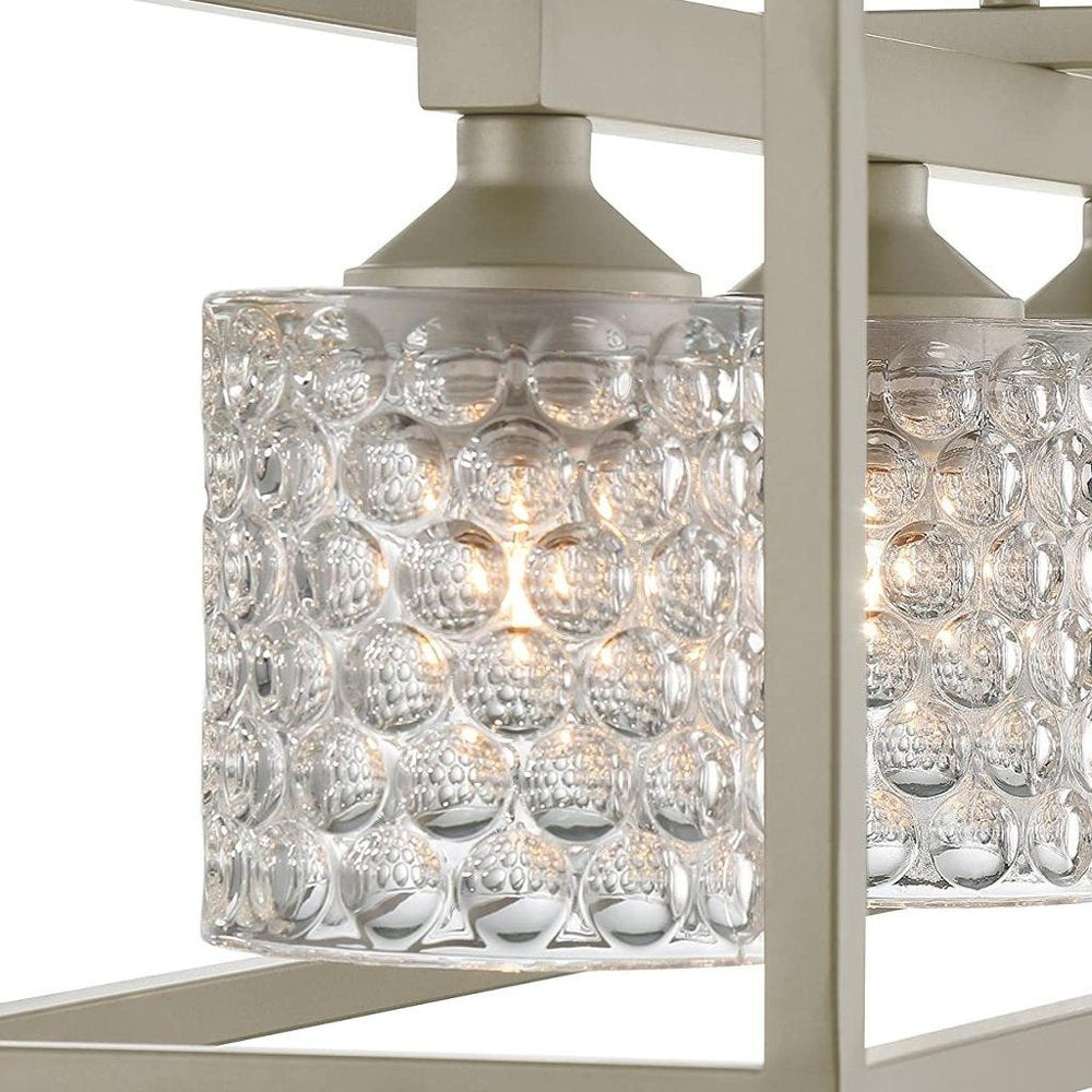 Silver Kitchen Island Five Light Metal Dimmable Chandelier With Clear Shades — view 7