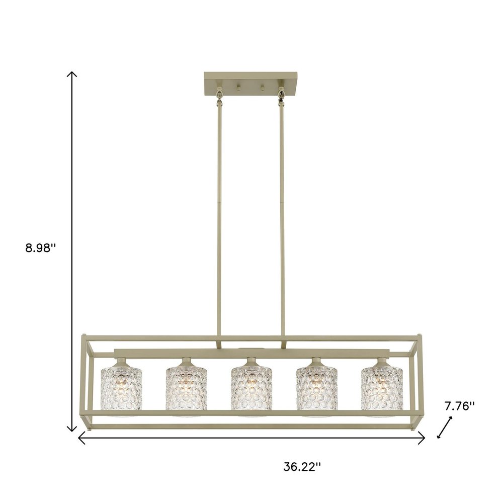 Silver Kitchen Island Five Light Metal Dimmable Chandelier With Clear Shades — view 10