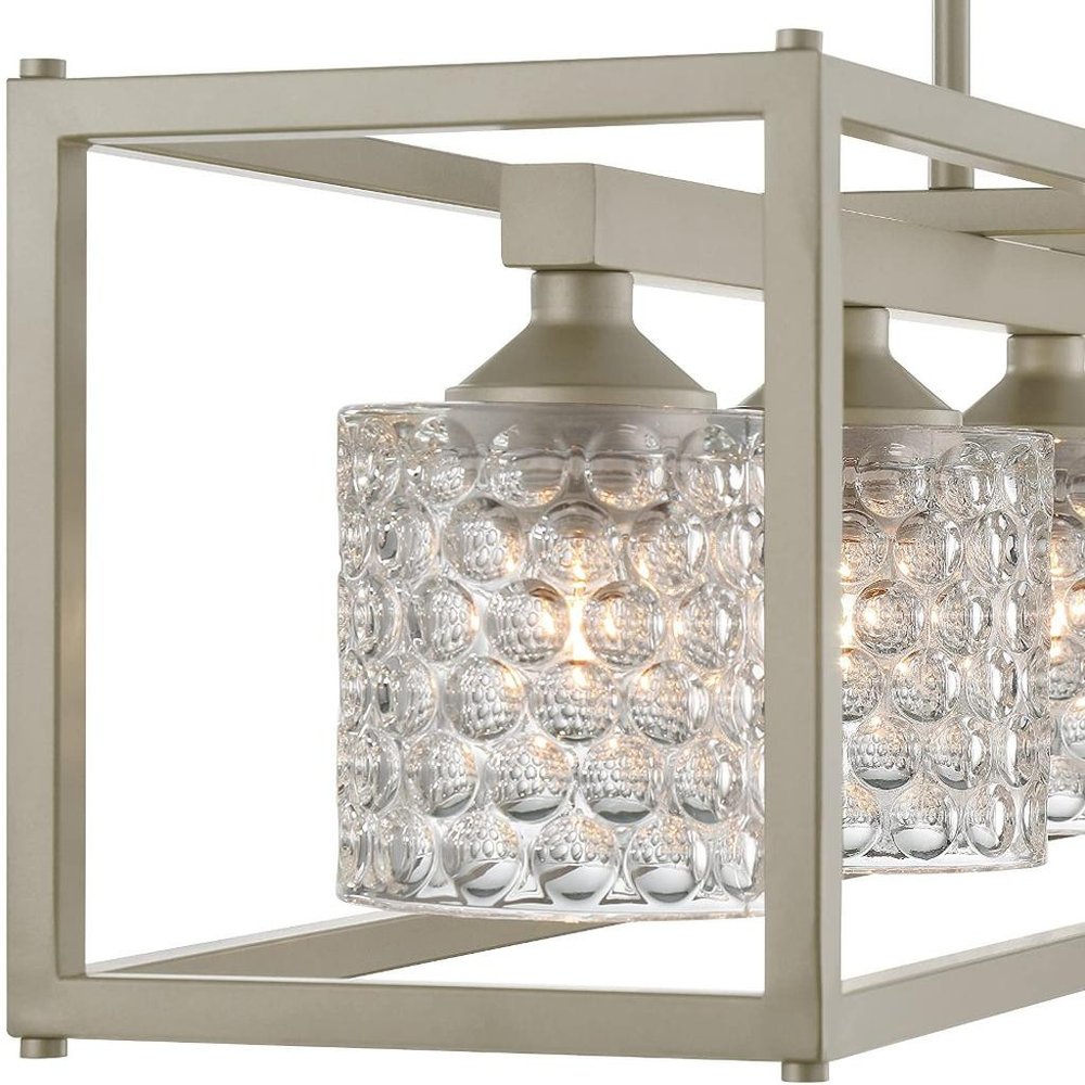 Silver Kitchen Island Five Light Metal Dimmable Chandelier With Clear Shades — view 8