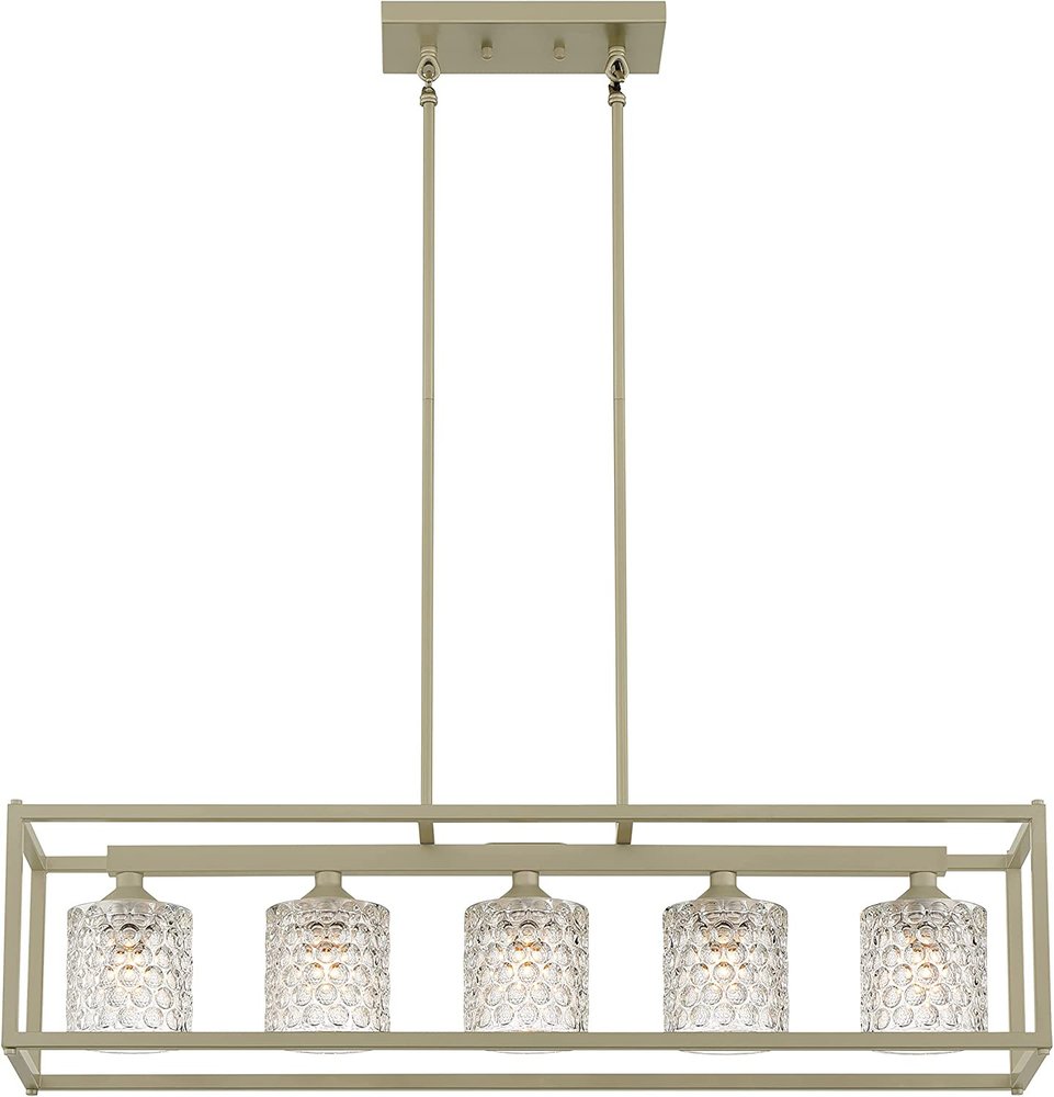 Silver Kitchen Island Five Light Metal Dimmable Chandelier With Clear Shades — view 1