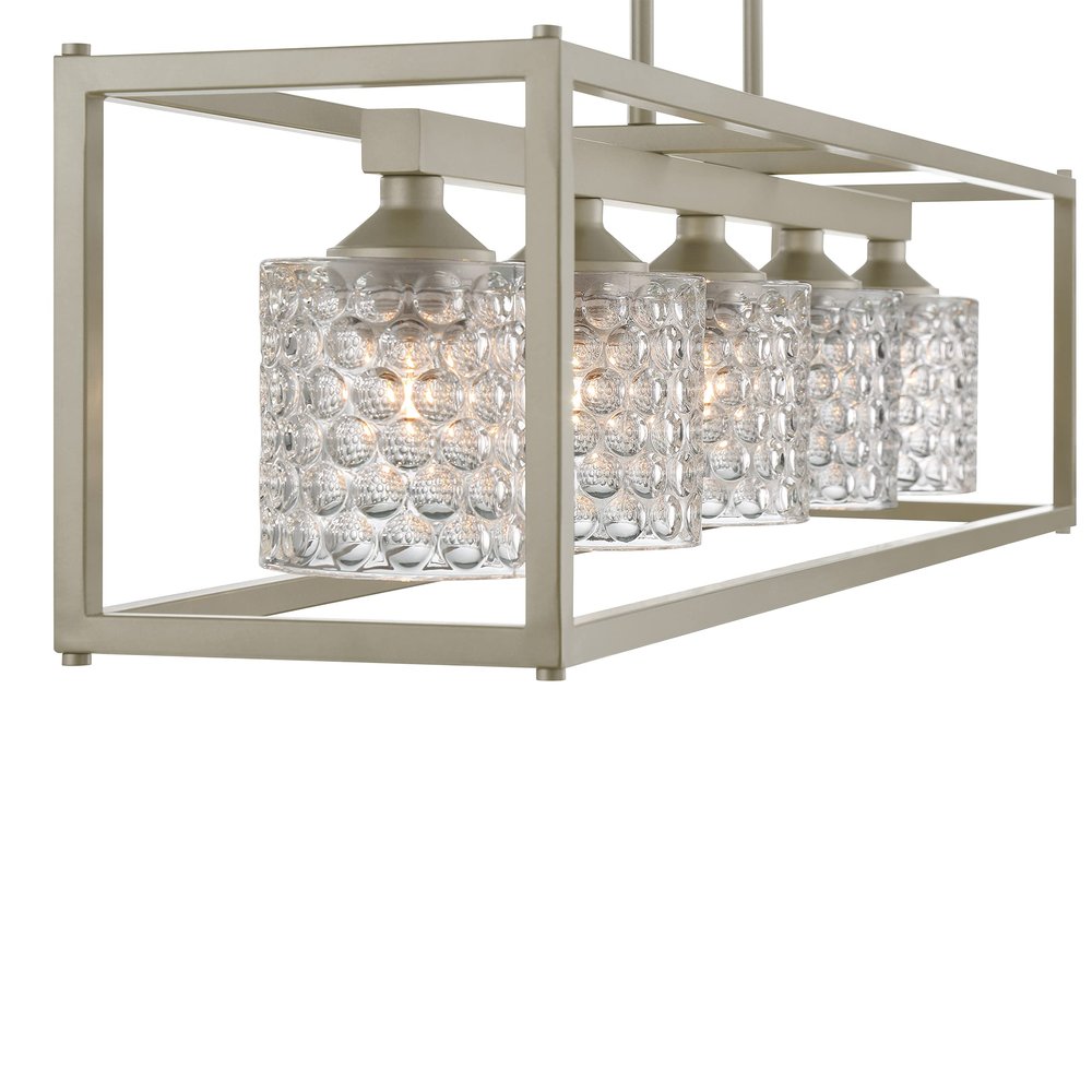Silver Kitchen Island Five Light Metal Dimmable Chandelier With Clear Shades — view 4
