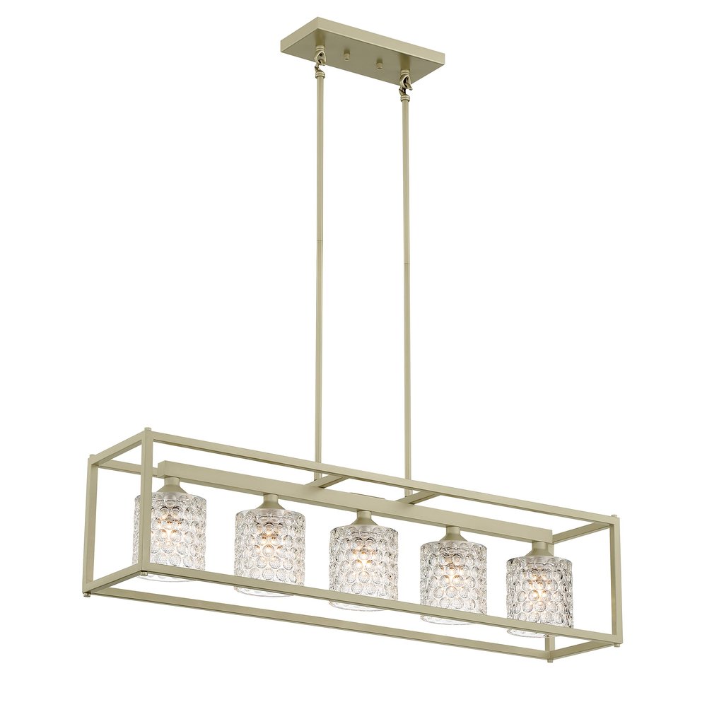 Silver Kitchen Island Five Light Metal Dimmable Chandelier With Clear Shades — view 5