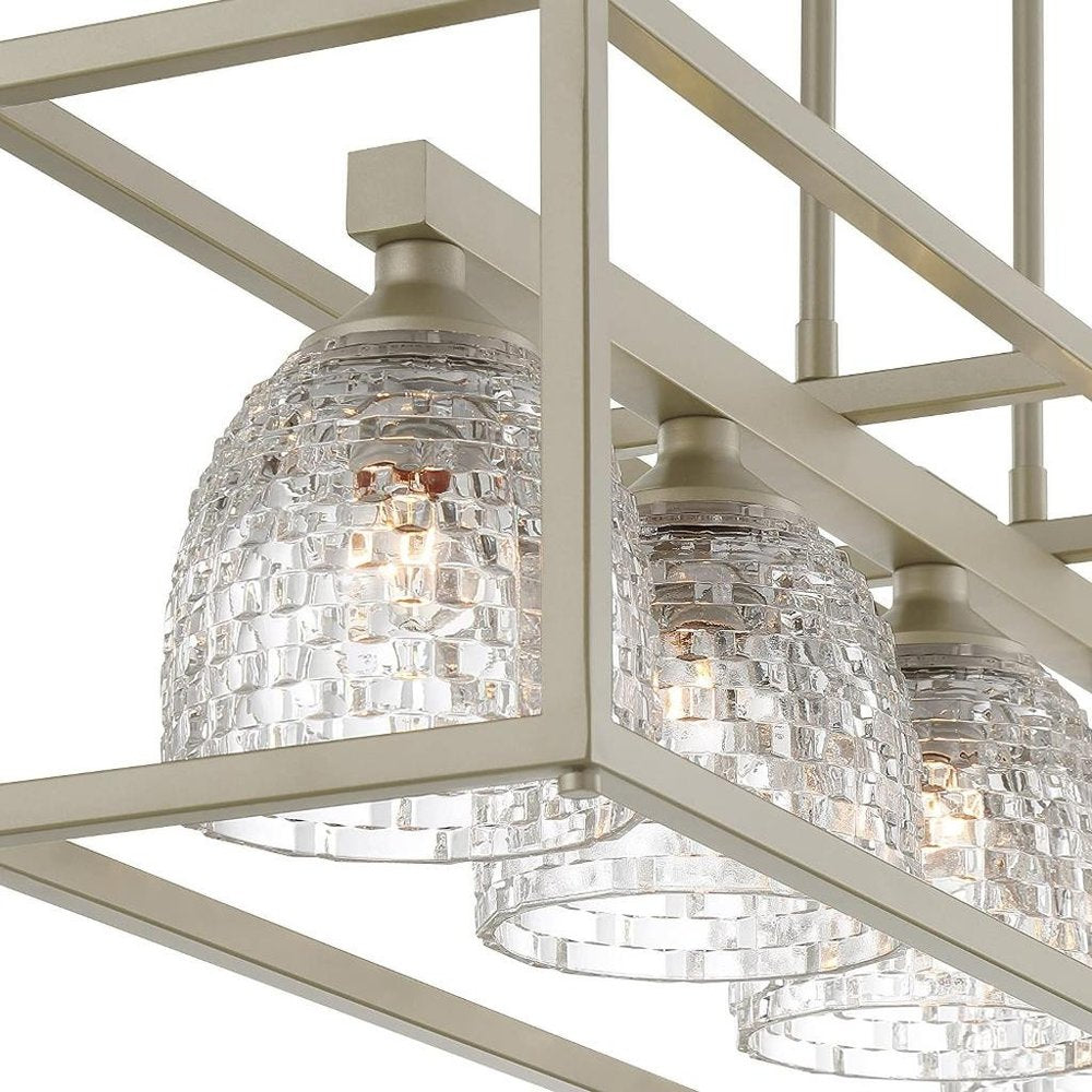 Clear Kitchen Island Five Light Metal Dimmable Chandelier With Clear Shades — view 6