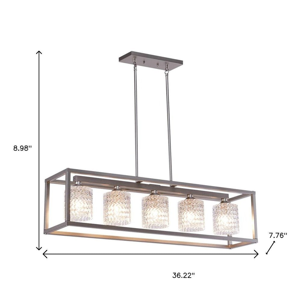 Clear Kitchen Island Five Light Metal Dimmable Chandelier With Clear Shades — view 9