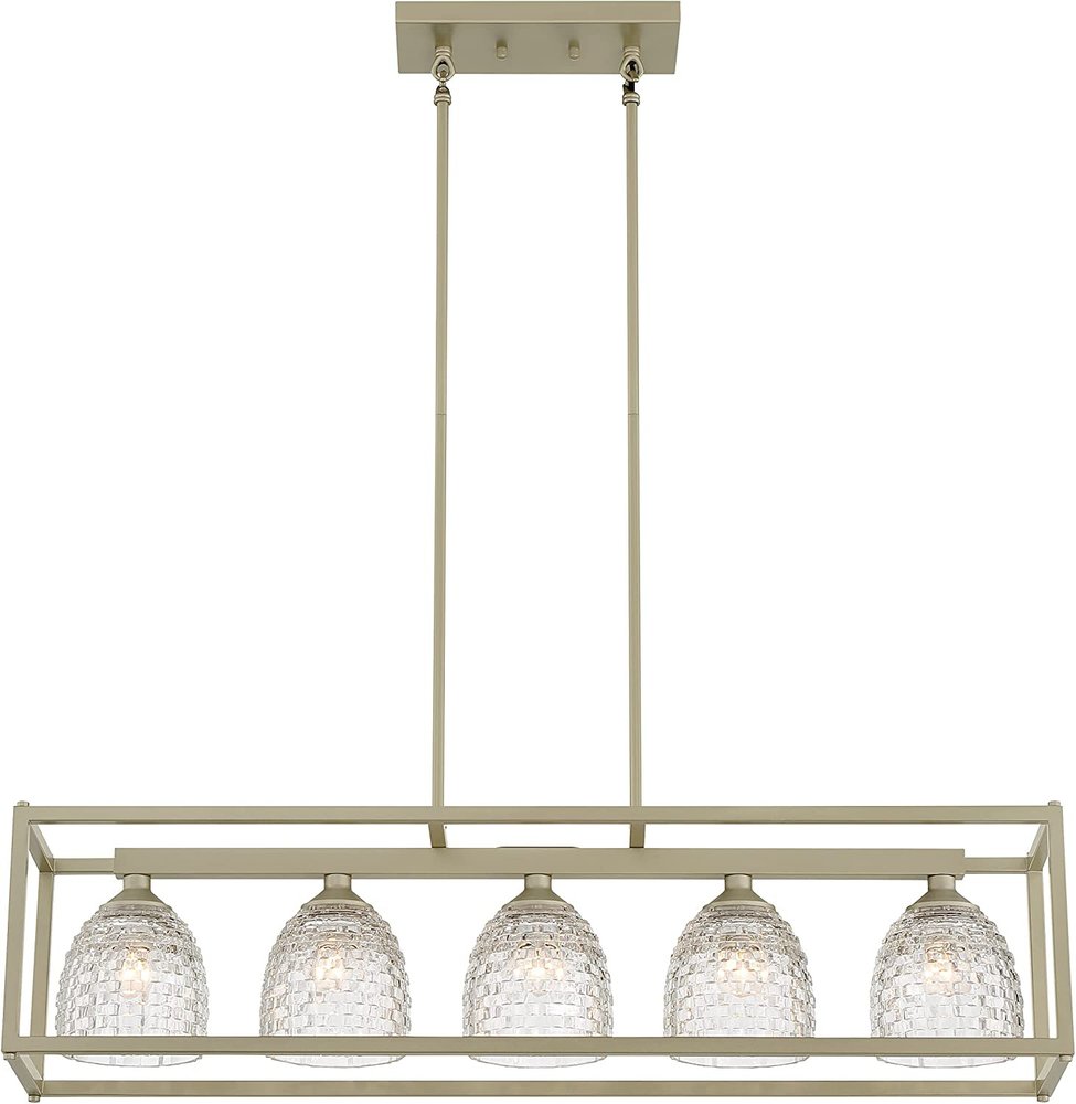 Clear Kitchen Island Five Light Metal Dimmable Chandelier With Clear Shades — view 1