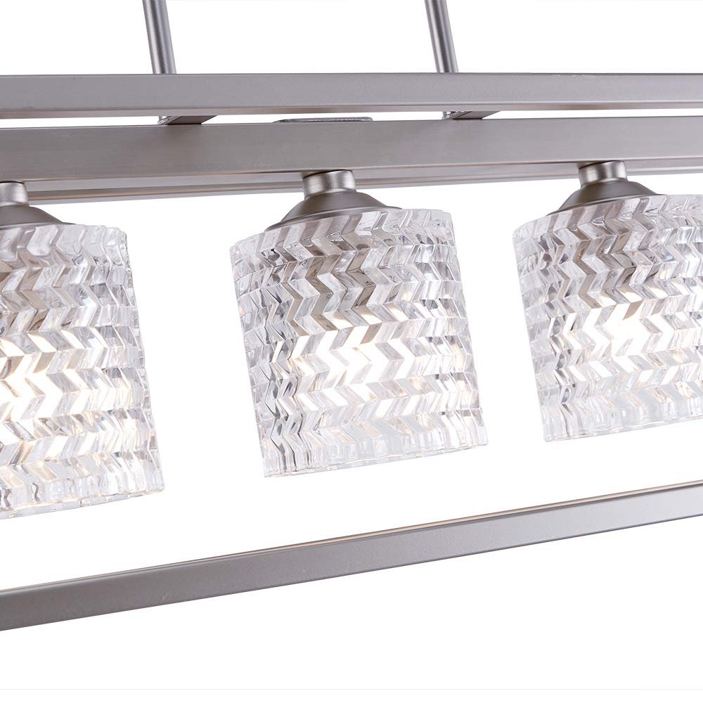 Clear Kitchen Island Five Light Metal Dimmable Chandelier With Clear Shades — view 5
