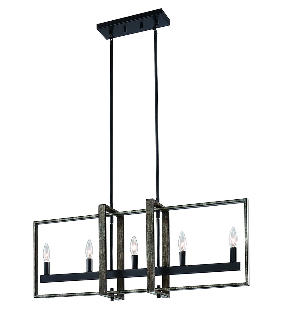 Brown And Black Kitchen Island Five Light Metal Dimmable Chandelier — view 4