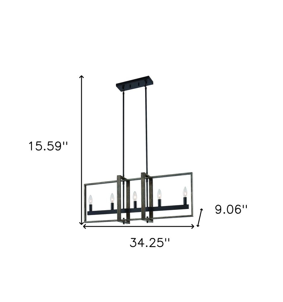 Brown And Black Kitchen Island Five Light Metal Dimmable Chandelier — view 5