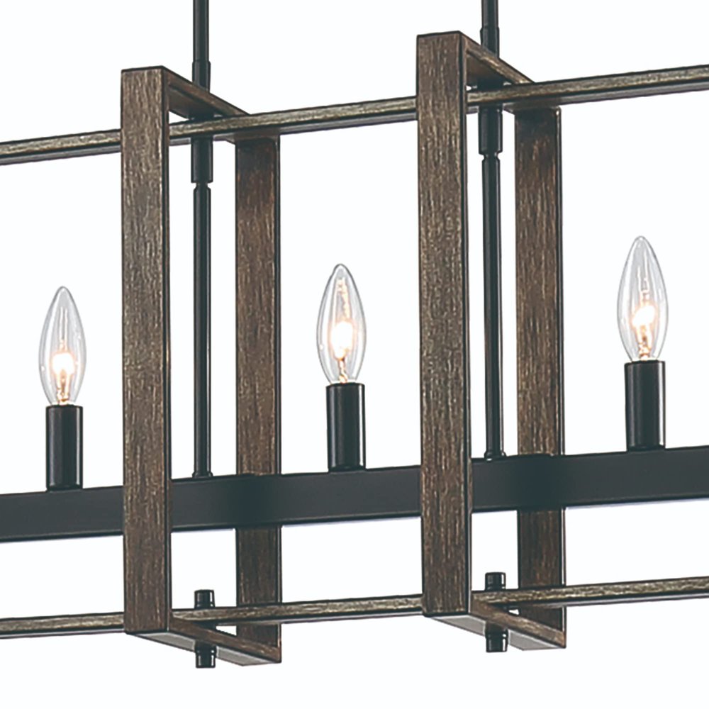 Brown And Black Kitchen Island Five Light Metal Dimmable Chandelier — view 1
