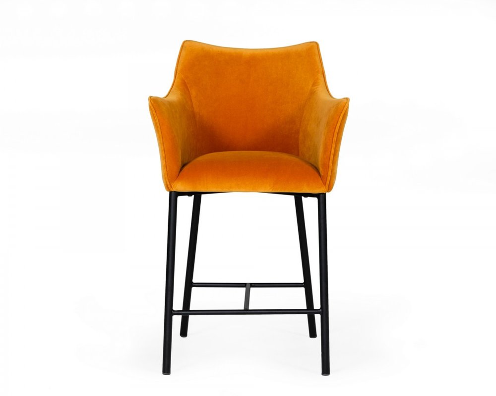 26" Yellow And Black Iron Low Back Counter Height Bar Chair HomeRoots