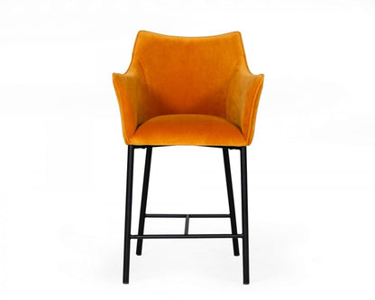 26" Yellow And Black Iron Low Back Counter Height Bar Chair HomeRoots