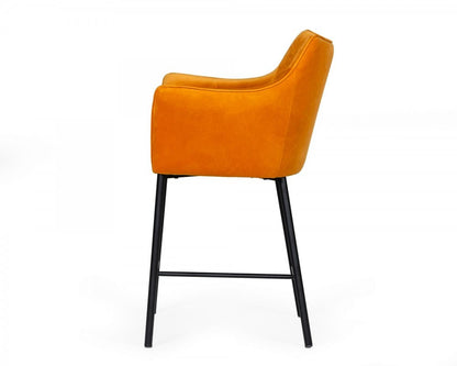 26" Yellow And Black Iron Low Back Counter Height Bar Chair HomeRoots