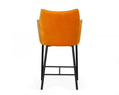 26" Yellow And Black Fabric And Iron Low Back Counter Height Bar Chair HomeRoots