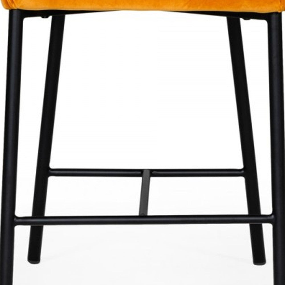 26" Yellow And Black Iron Low Back Counter Height Bar Chair