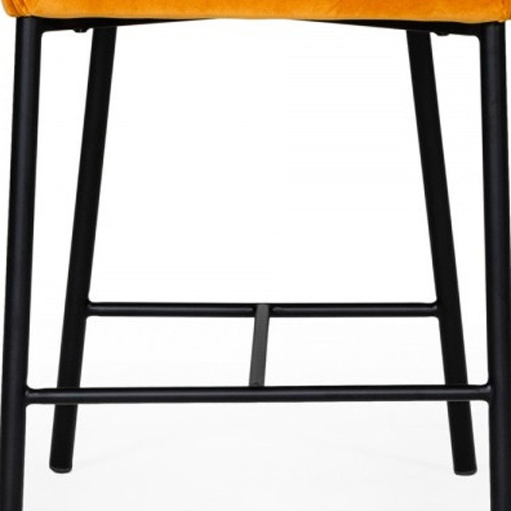 26" Yellow And Black Fabric And Iron Low Back Counter Height Bar Chair HomeRoots