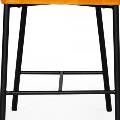 26" Yellow And Black Iron Low Back Counter Height Bar Chair HomeRoots