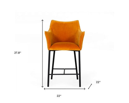 26" Yellow And Black Iron Low Back Counter Height Bar Chair HomeRoots
