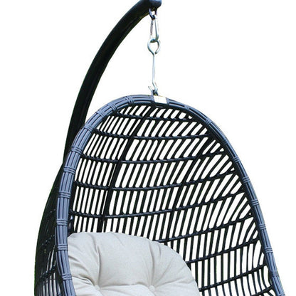 43" Beige Aluminum Outdoor Swing Chair with Beige Cushion HomeRoots