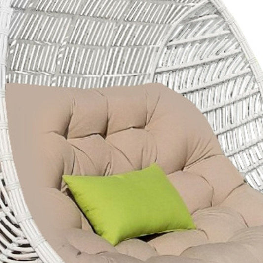 69" Beige and White Metal Indoor Outdoor Swing Chair with Beige Cushion HomeRoots