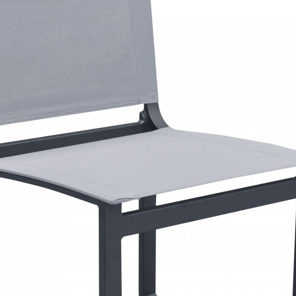Set of Two 20" Gray and Black Aluminum Indoor Outdoor Dining Chair