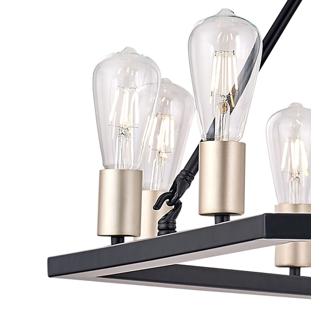 Black And Gold Candle Style Twelve Light Metal Dimmable Chandelier — view 5
